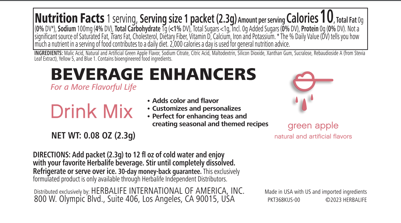 Beverage Enhancers Drink Mix Single-Serve Packets- Green Apple 30 Packets