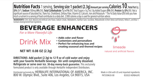 Beverage Enhancers Drink Mix Single-Serve Packets: Limeade 30 Packets