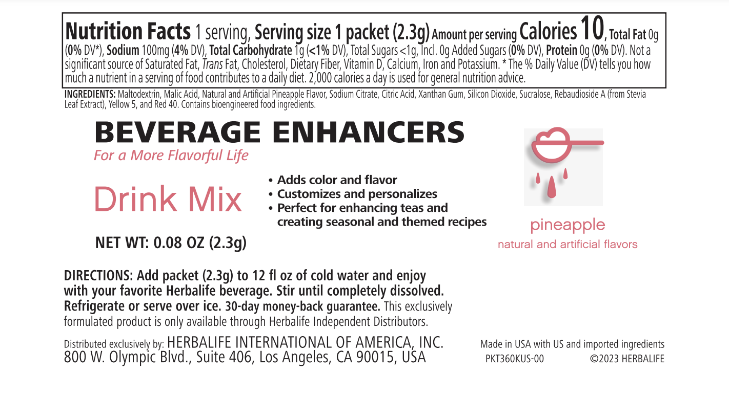 Beverage Enhancers Drink Mix Single-Serve Packets- Pineapple 30 Packets